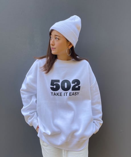 #080　502EASY CAMPUSスエット　WHITE X BLACK