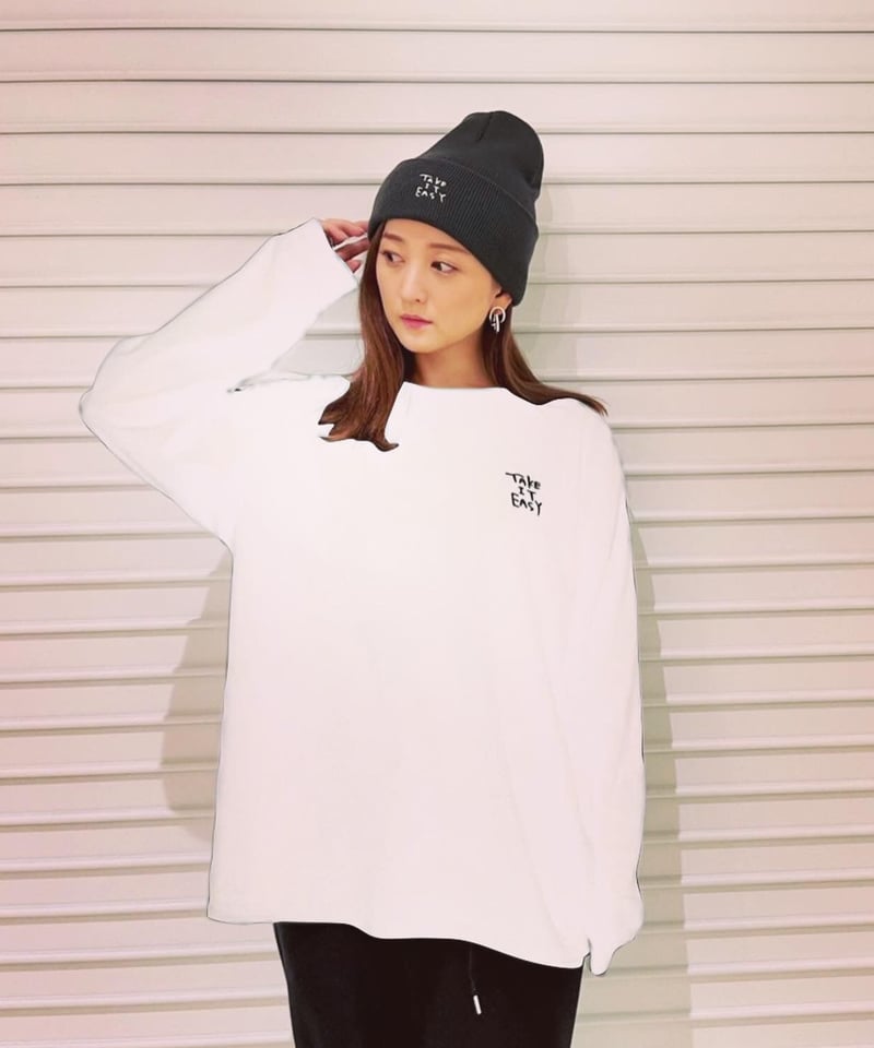 076 TAKE it EASY手書き刺繍 ロングTシャツ | 502EASY