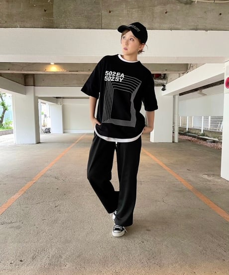 #044　The Squares Overlap T‐シャツ BLACK