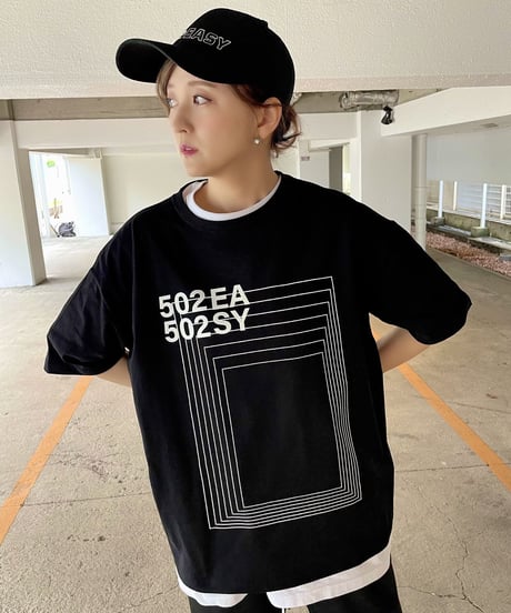 #044　The Squares Overlap T‐シャツ BLACK