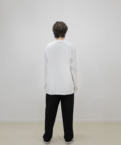 #067　彩空フロントプリントロングTシャツ　WHITE