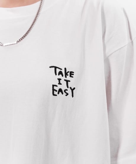 【TGC teen出展アイテム】#096　TAKE it EASY手書き刺繍 Tシャツ