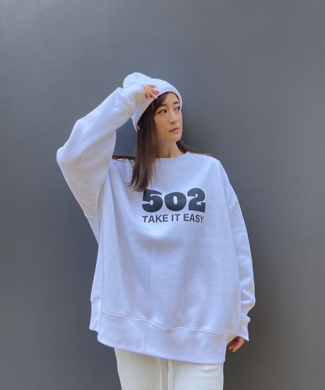 #080　502EASY CAMPUSスエット　WHITE X BLACK