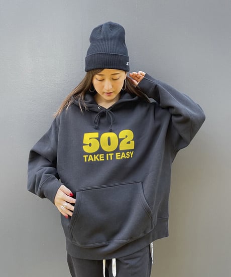 #081　502EASY CAMPUSフーディ　BLACK X YELLOW