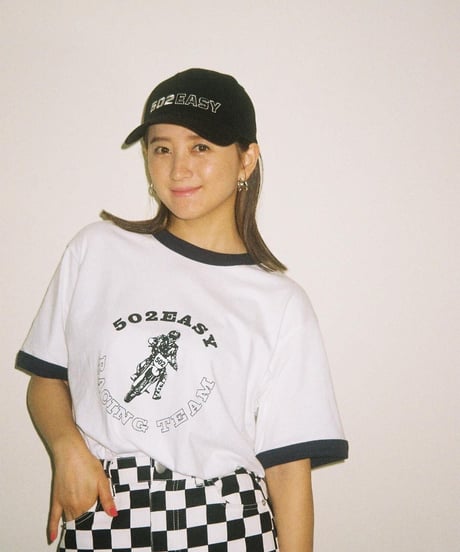 #045　502EASY RACING TEAM T‐シャツ  WHITExNAVY