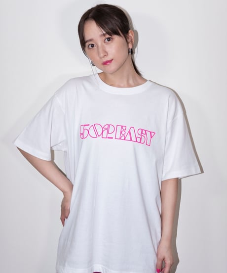 #051　Neon Logo T-シャツ WHITExPINK