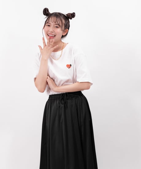 ［志田音々さんコラボアイテム］#104　502EASY X N ハート刺繍Tシャツ WHITE