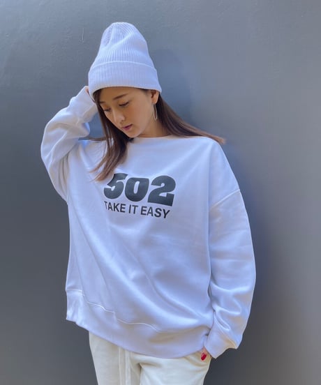 #080　502EASY CAMPUSスエット　WHITE X BLACK