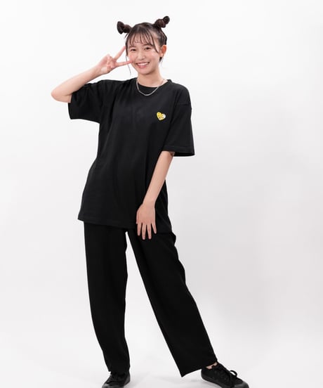 ［志田音々さんコラボアイテム］#104　502EASY X N ハート刺繍Tシャツ BLACK