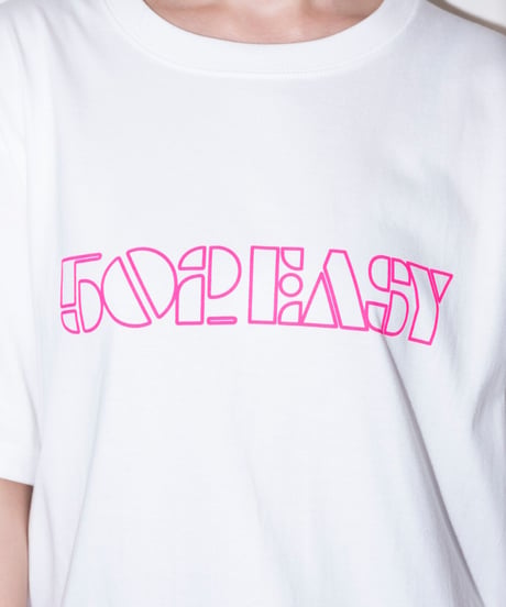 #051　Neon Logo T-シャツ WHITExPINK