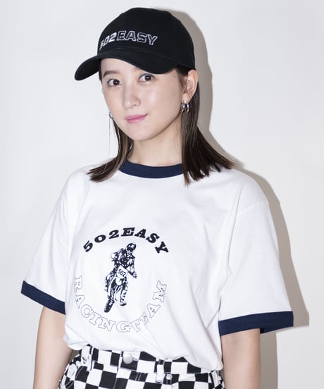 #045　502EASY RACING TEAM T‐シャツ  WHITExNAVY