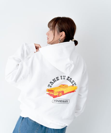 #121　502EASYアメ車バックプリントフーディー