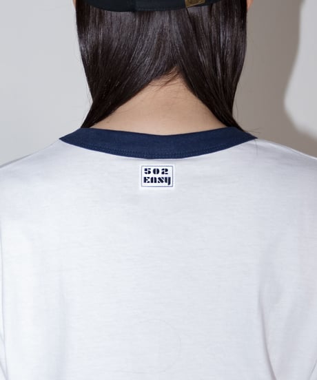 #045　502EASY RACING TEAM T‐シャツ  WHITExNAVY