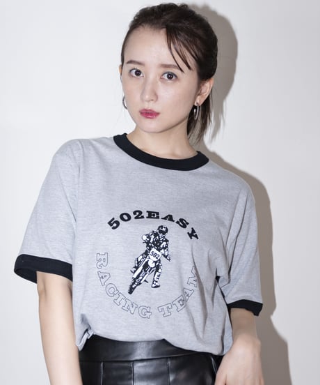 #045　502EASY RACING TEAM T‐シャツ GREYx BLACK