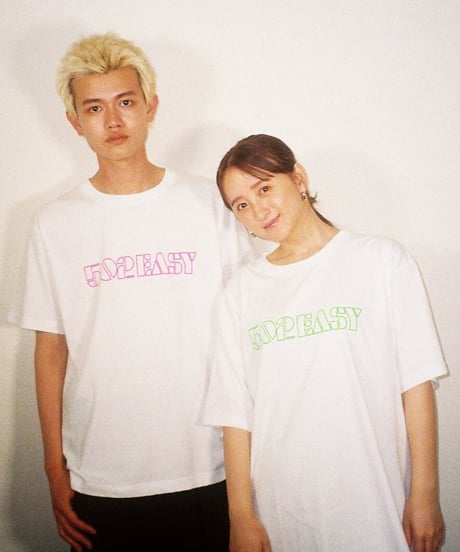 #051　Neon Logo T-シャツ WHITExPINK