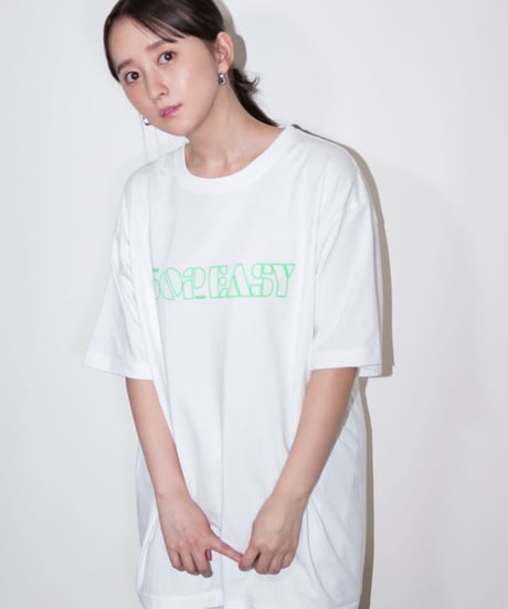 #051　Neon Logo T-シャツ WHITExGREEN