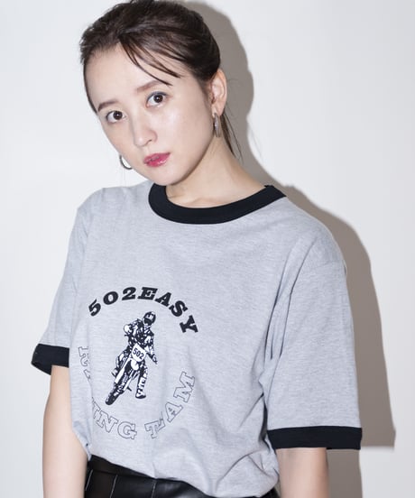 #045　502EASY RACING TEAM T‐シャツ GREYx BLACK