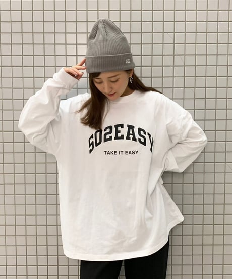 #085　502EASY カレッジロゴBigサイズロンT