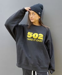 #080　502EASY CAMPUSスエット　BLACKxYELLOW
