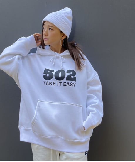 #081　502EASY CAMPUSフーディ　WHITE X BLACK