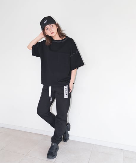 #005　ポケット付きステッチT (Black)