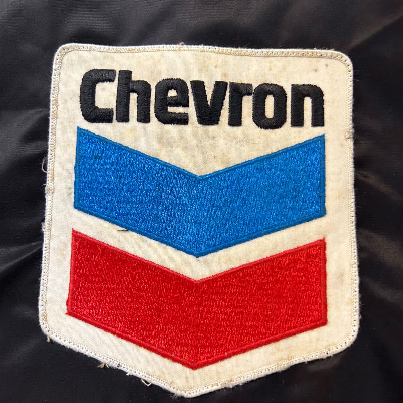 COBRA JET ×Chevron ビンテージパッチ ボア付き コーチジャケット BLK