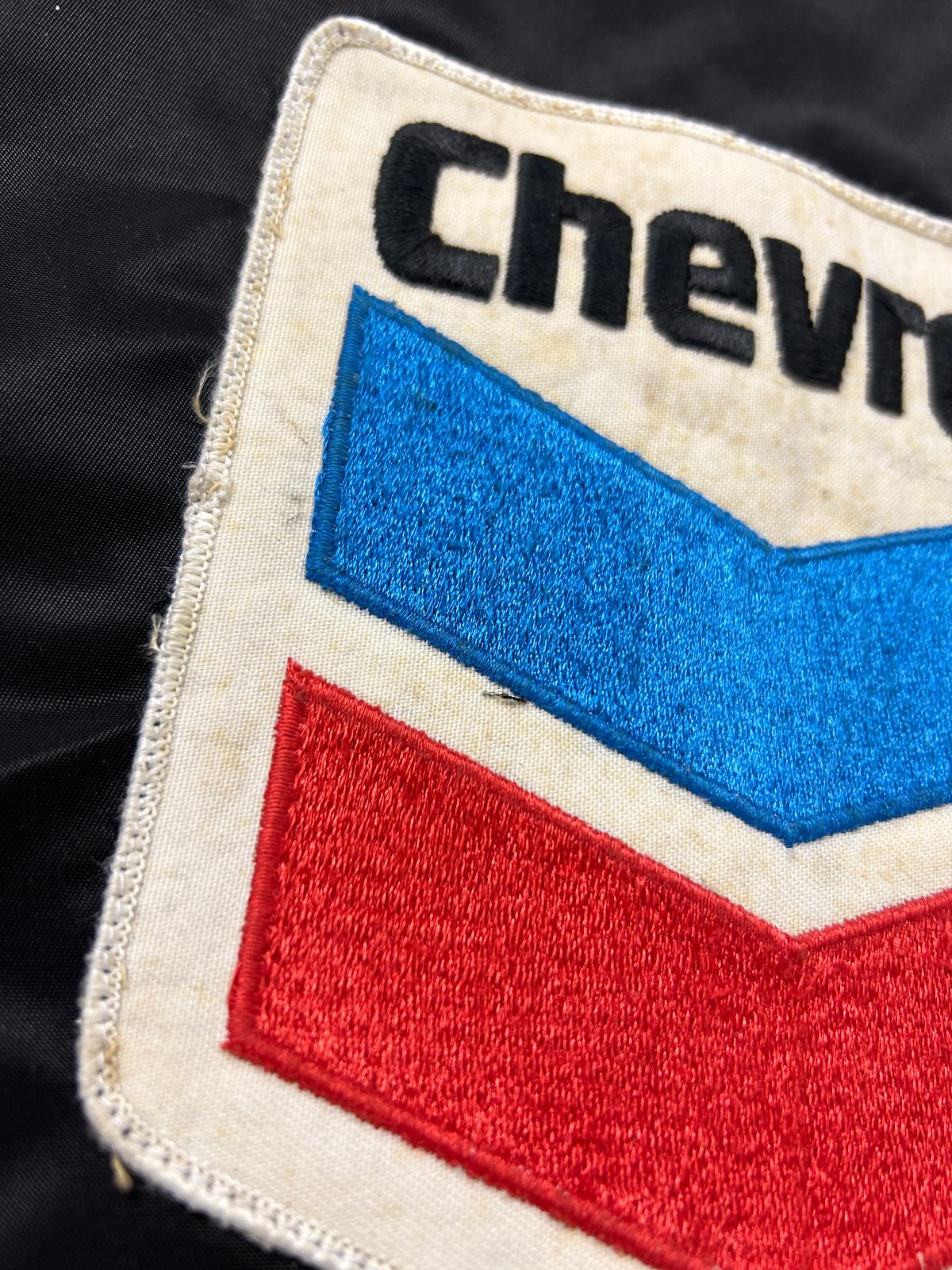 COBRA JET ×Chevron ビンテージパッチ ボア付き コーチジャケット BLK