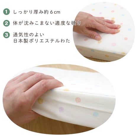 【日本製】固綿敷布団 4点セット(70×120cm 厚み6cm) オーガニックコットン 防水シーツ 防水キルトパッド フィッティングシーツ 1105jpn-og3