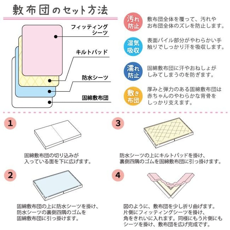 防水汗取りキルトパッド (70×120cm) オーガニックコットン パイル 5616