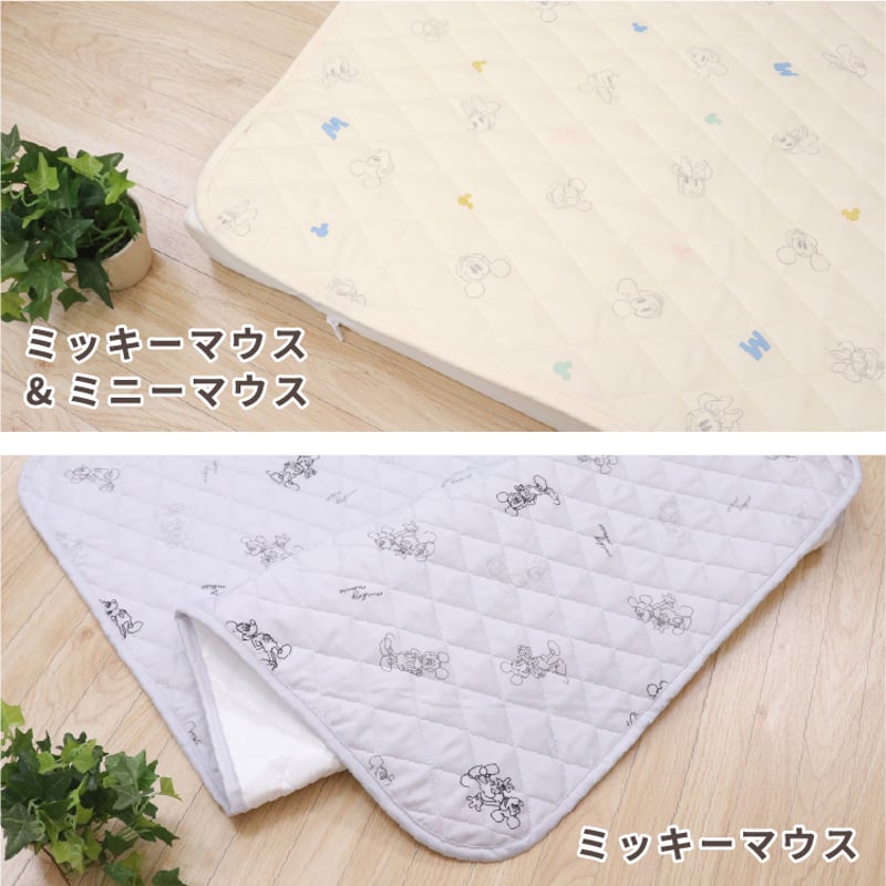 防水汗取りキルトパッド (70×120cm) ピーチスキン地 ディズニー プー