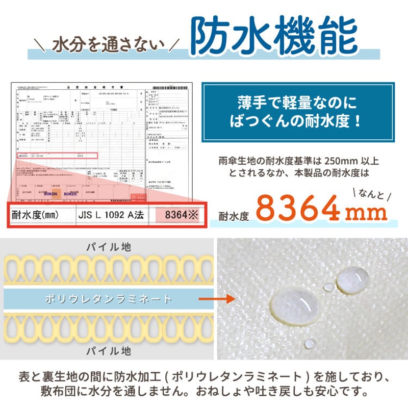 ダブルサイズ 防水シーツ (140×210cm) パイル地 リバーシブル 1667