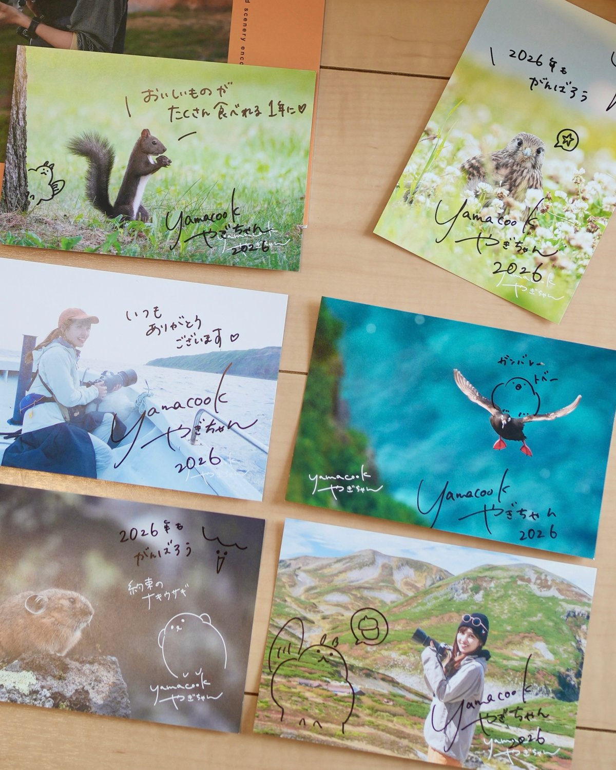 3冊】+直筆サイン入りポストカード 壁掛けカレンダー2026「山と野生の