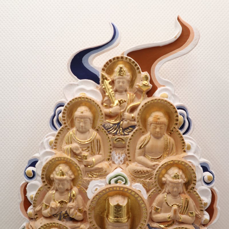 駕籠春画古い美品柘植材細密彫り（仏教佛具工房）特別出品 木製柘植彫り彩色 真言十三仏 | 沼野佛具 ONLINE STORE