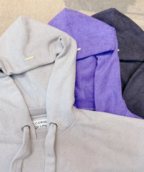 パイルジャージー・プルオーバーパーカー・zip-up