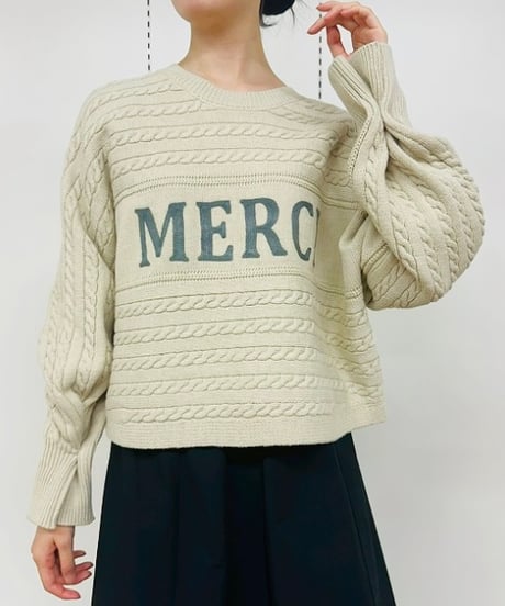 ケーブルロゴ刺繍プルオーバー