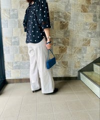袖シアー切替 ドットブラウス