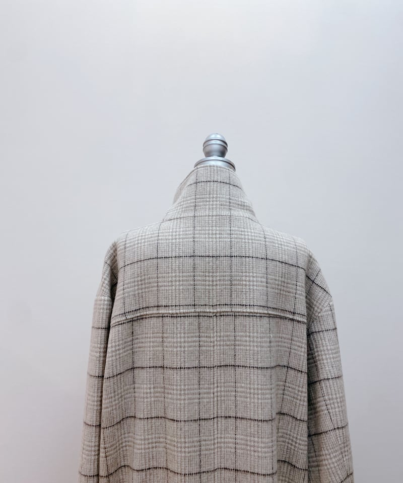 チェック柄 スタンドカラーコート | Aujourd'hui