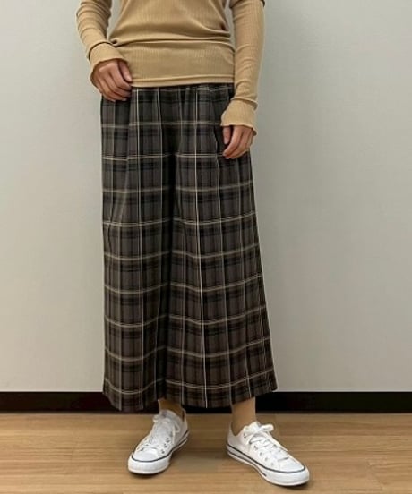 チェックリブワイドパンツ