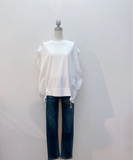 カット×シアーチェックシャツコンビ半袖カットソー