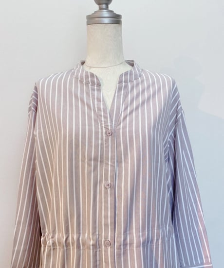 バックリボンストライプロングシャツ