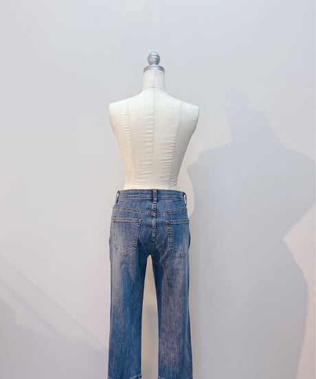 ☆再入荷☆ 裾切替 ロールUP風デニム