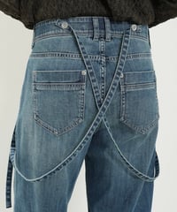 サスペンダーロールアップ ワイドデニム