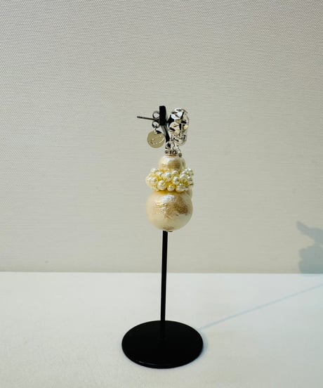 ビジューコットンパールピアス