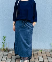 シアープリーツ レイヤードデニム調スカート