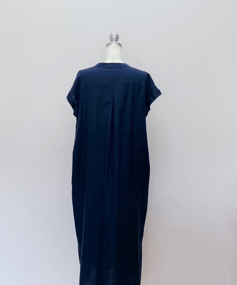 美品 オーシバル フレンチスリーブ リネン ワンピース F 紺 定価1.7万円 美品 オーシバル フレンチスリーブ リネン ワンピース F 紺 定価