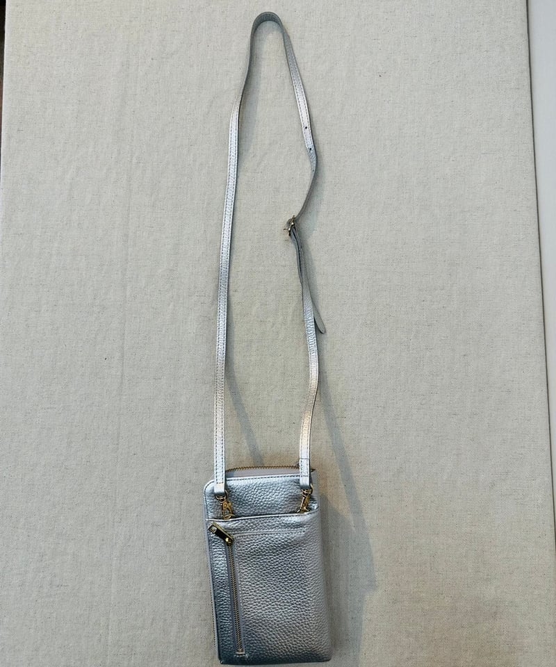 Mal.ウォレットショルダー　シルバー お財布ショルダー シルバー 縦型 お財布ポシェット スマホケース