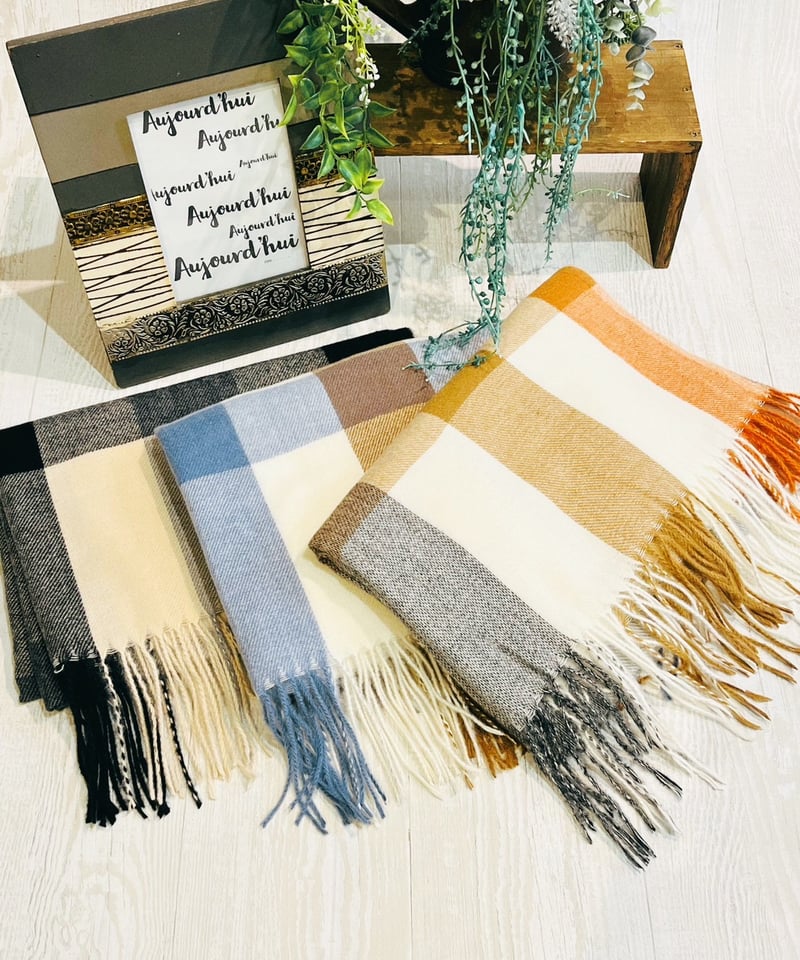 チェック柄ストール | Aujourd'hui