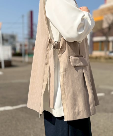 サイドスリット ストライプベスト