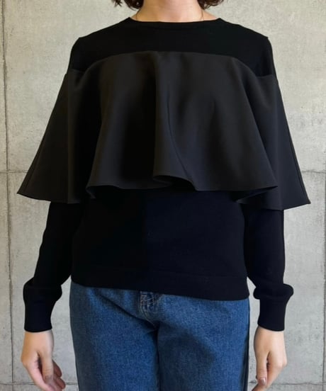 布帛切替フリルニット