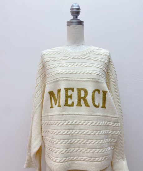 ケーブルロゴ刺繍プルオーバー